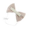 Velvet Ribbed Baby Bow Headband on Thin Elastic - Beige