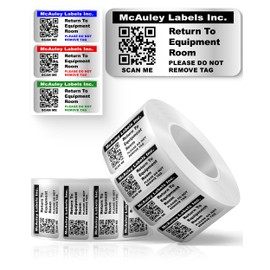 McAuley Labels Custom QR Code Stickers - Numbered, Permanent, Adhesive Asset Tags for Equipment - Metalized Silver Polyester - 1.5x0.75 Inches