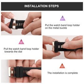 6 Pack Fastener Rings for Garmin Forerunner 55 165 245 645/Garmin Vivoactive 5 3/Venu Sq/Vivomove/Fenix 7S 6S 5S Watch Bands, Silicone Replacement Band Keeper Loop/Holder/Retainer (6*Black)