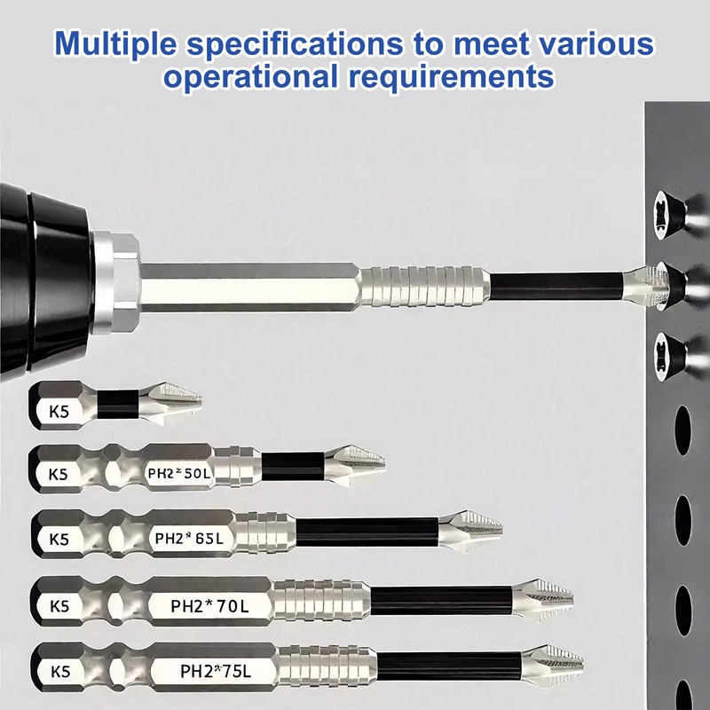 6PCS Anti Slip Screwdriver Bits, Magnetic Drill Bits and High