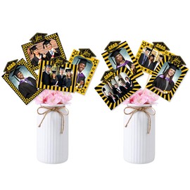 2025 Graduation Picture Centerpiece Sticks 8 Pieces Graduation Party Decoration Congrats Grad Photo Centerpiece for Tables Graduation Photo Table Toppers