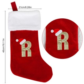 CCINEE 18 Inches Monogrammed Christmas Stockings with Letters,R Christmas Stockings Large Monogram Plush Stockings Embroidered Letter Stockings for Christmas Family Fireplace Decoration
