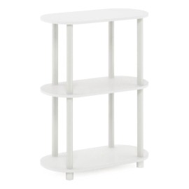 Furinno Turn-N-Tube No Tools 3-Tier Modern Oval Side Display White/Virgin White