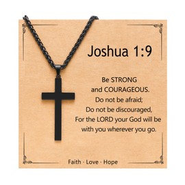 PINKDODO Cross Necklace Christian Gifts for Men Confirmation First 1st Communion Baptism Christening Gifts for Year Old Boys Gifts Ideas