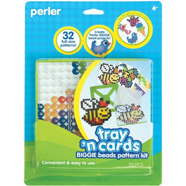Perler Beads Pattern Cards and Perler Pegboards for Biggie Beads, Fuse Bead Activity Kit for Kids Crafts, 20 pcs