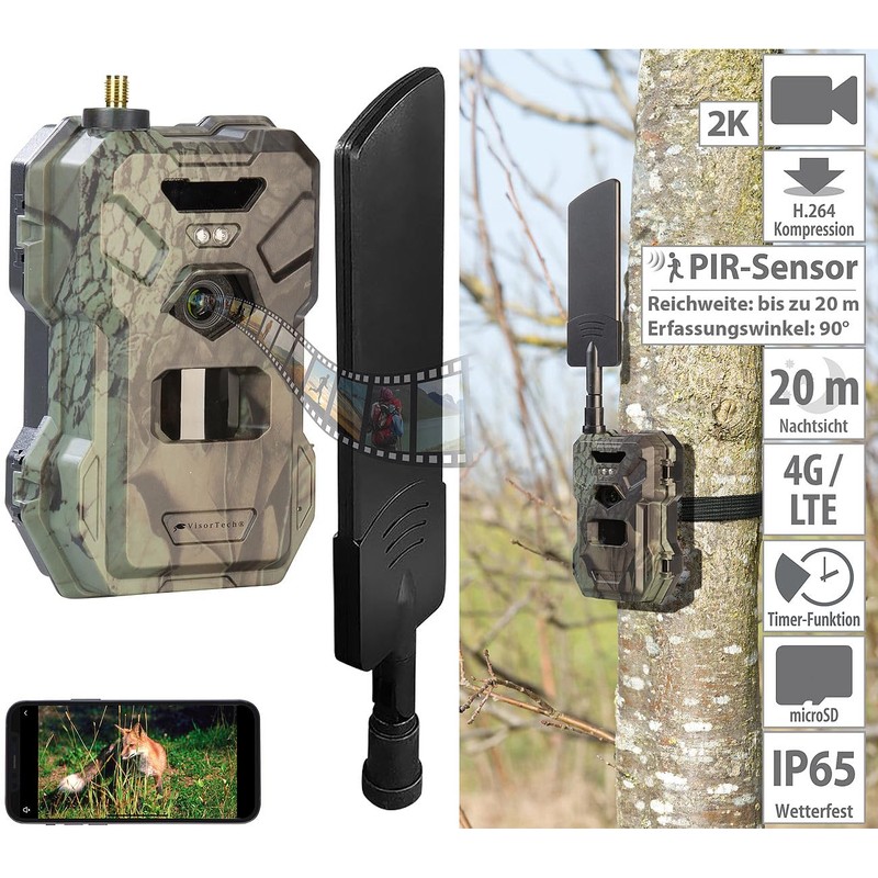 VisorTech Wildlife Camera with SIM: 4G/LTE Wildlife Camera with 2K