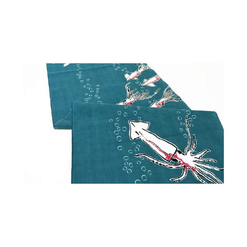 染の安坊 Anbo Tenugui Hand Towel, Sea Squid, 100% Cotton, Made