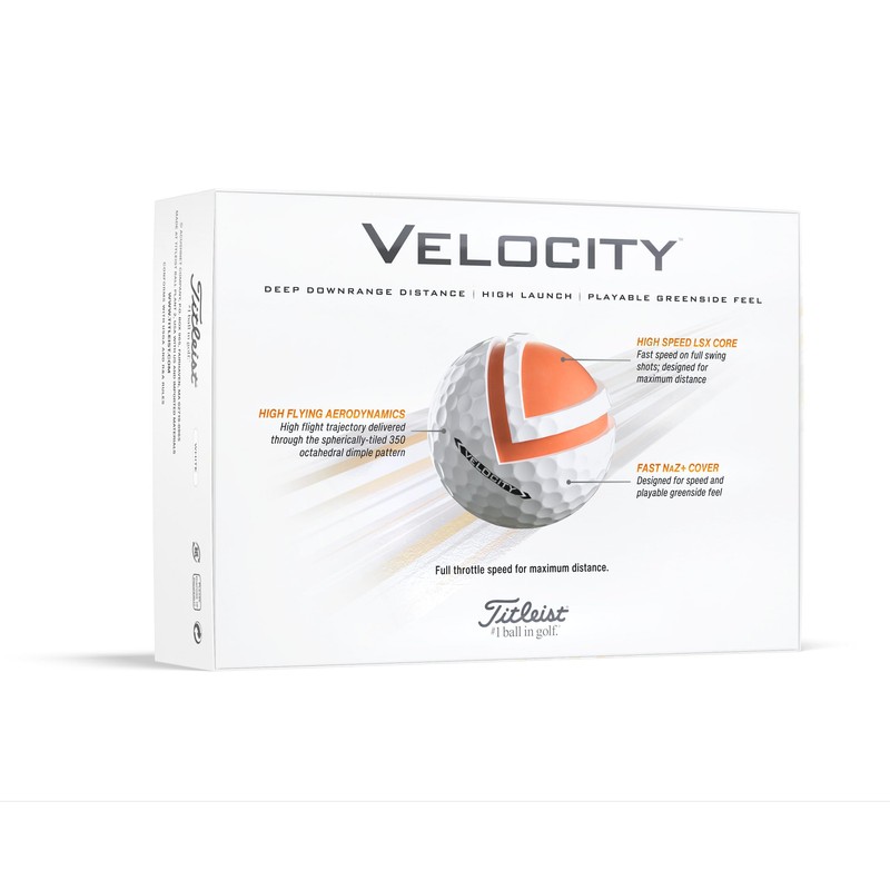 Titleist Velocity Golf Balls, White (One Dozen)