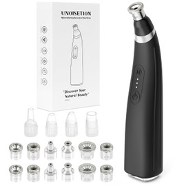 Unoisetion- Máquina de microdermoabrasión con diamante, dispositivo de dermoabrasión facial portátil, herramienta de microdermoabrasión portátil con 12 puntas de diamante, eliminación de puntos negros
