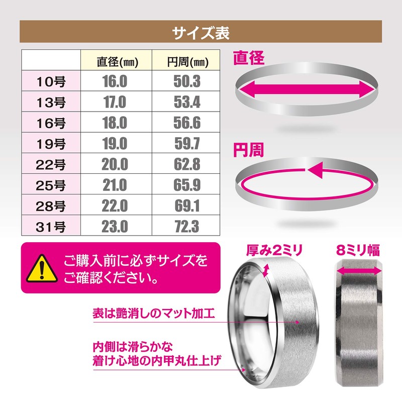 Freate Men's Ring, Set of 3, Stainless Steel, Silver, Simple,