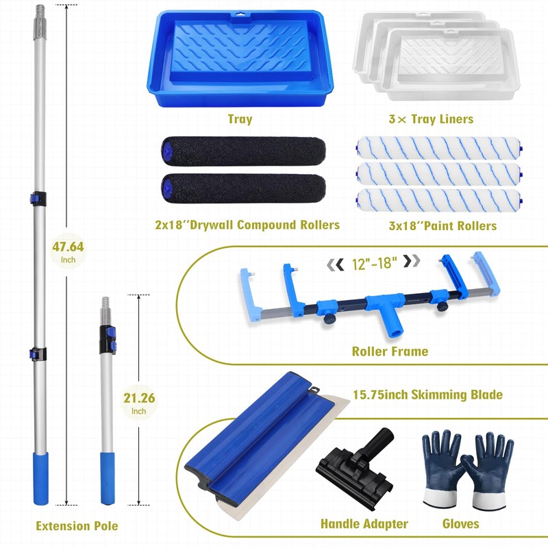 BERXOL Paint Roller Kit, Disposable Paint Tray Liners, (Texture Roller