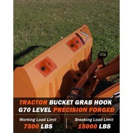 MOLAVIEE 2 Pack 3/8" Tractor Bucket Grab Hooks, Grade 70 Forged Steel Bolt On Grab Hook with Backer Plate, Heavy Duty Tow Hook for Tractor Bucket, Loader, Truck, UTV, RV, 15,000 lbs, Orange