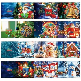Syntego 12pcs 5D DIY Diamond Art Christmas Card Kits for Adults - Diamond Painting Christmas Greetings Card Kit Decoration
