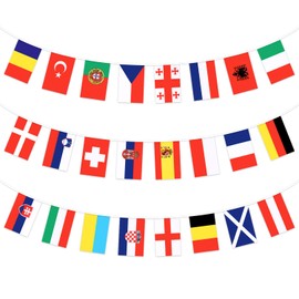 ZALAON EURO 2024 Football Championship Bunting Banner, 24 National Garland 8M-14 x 21CM Double Sides Fabric Flags Bunting for Garden Bar Party Decorations