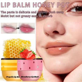 LemonSac piezas de mascarilla de labios para la noche, bálsamo labial hidratante reparador de miel y fresa para dormir, bálsamo labial de abeja que atenúa las líneas de los labios, exfoliante hidrat