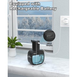 lazycozy® Automatic Soap Dispenser, Touchless Electric Soap Dispenser, 17oz, Rechargeable via USB-C, 4 Dispensing Modes, Wall Mount or Countertop, for Kitchen Sink, Bathroom, Hand, Dish, Black
