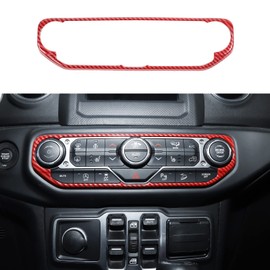 RT-TCZ for Wrangler JL Center Dash AC Switch Cover Trim Frame for Jeep Wrangler JL JLU Gladiator JT 2018-2023 Red Carbon Fiber Interior Accessories
