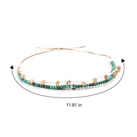 KGCGJVB Cowboy Hat Bands for Women Turquoise Beaded Hatband with Ribbon for Straw Hats Decorative Western Style Accessories for Cowgirl Outfits Adjustable Size Hat Band with Beads for Women’s Hats
