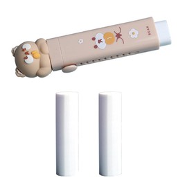 Cute Erasers, Sliding Retractable Pencil Eraser with 2 Refill Eraser, Push Pull Eraser for School Office Supply Stationery - Coffee Bear
