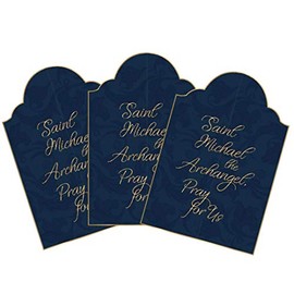 Needzo Religious Tri-folding Greeting Cards with Envelopes, Saint Michael the Archangel Triptych Card for any Occasion, 9.5 x 7 Inches, Pack of 3