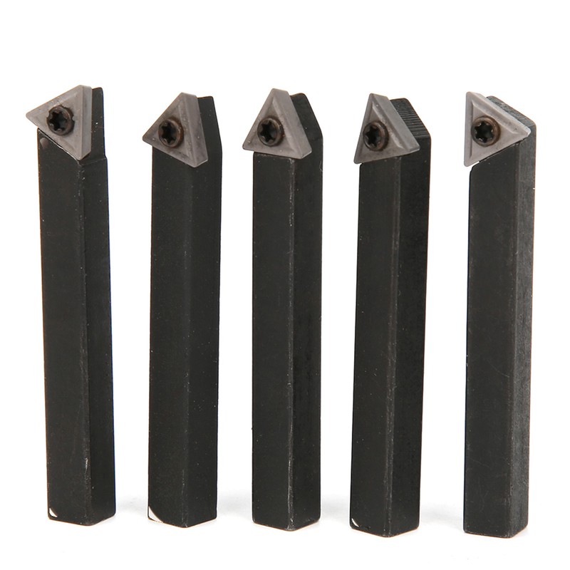 5Pcs 1/4in Indexable Turning Tool Set Cemented Carbide Machining Lathes