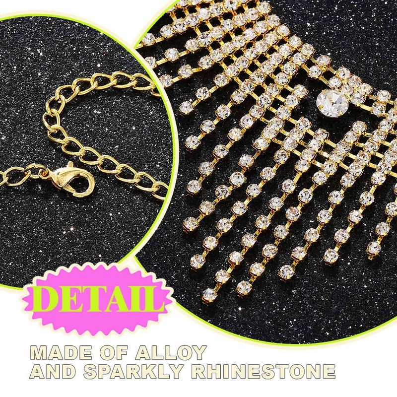 JAKAWIN Diamond Choker Necklace Gold Sparkly Rhinestone Porm Jewelry for