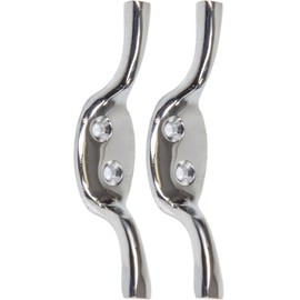 2X Polished Chrome Cleat Hooks - 75mm Metal Blind/Curtain Wall Tie Backs