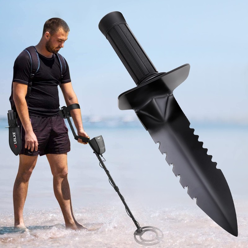 Metal Detector Shovel, LRLXE Sturdy Heavy Duty Double Serrated Edge