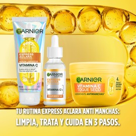 Kit Garnier Express Aclara Vitamina C: Limpiador, Sérum e Hidratante para tu Rostro