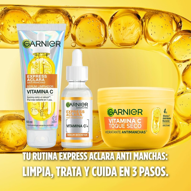 Kit Garnier Express Aclara Vitamina C: Limpiador, Sérum e Hidratante