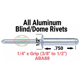 celus (20)  Aluminum Rivets 1/4 x Grip (3/8" to 3/4") AA88