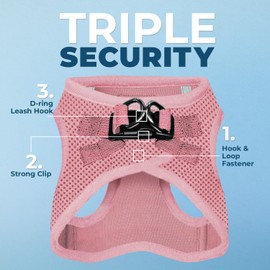 Best Pet Supplies Voyager Step-in Air Harness - All Weather Mesh, Reflective, No Pull Harness for Dogs, Cats - Secure with Hook & Loop Fastener, Buckle, Double D-Rings - Pink, XS
