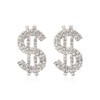 Dollar Money Symbol Crystal Stud Earrings for Women Funny Currency
