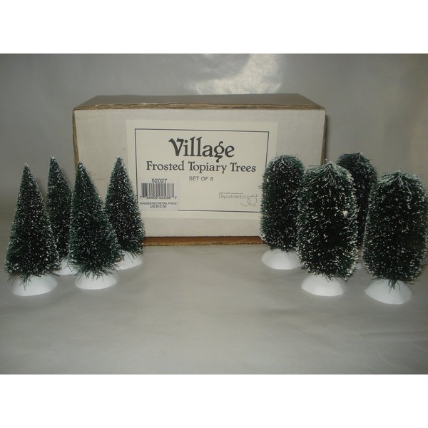 Department 56 Village Frosted Topiary Trees Set of 8