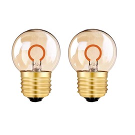 Tsunetani-G40/G12.5 LED Sprial Filament Mini Globe Light Bulbs 1W Equivalent to 10 Watt Incandescent - E26 Medium Base 2200K Ultra Warm White for Home Decorate 90Lumens - 2Pack (Amber Glass)
