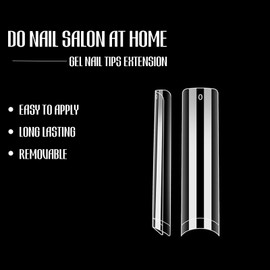 DASGIRL Clear No C Curve Nail Tips for Acrylic Nails Professional, 240Pcs XXXL Extra Long Tapered Square Straight Acrylic Nail Tips, Half Cover French Nail Extension False Nails for Manicure Nail Art