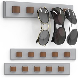 Wall Mounted Sunglass Organizer, Wooden Glasses Holder, 3 Pack Sunglasses Rack for Hanging Your Multiple Eyeglasses, Light Grey - Decorative, Gift