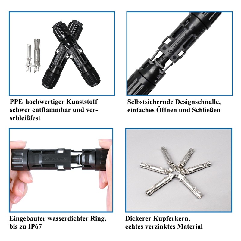 Trisinger 5 Pairs of Plugs with 2 Wrenches, PV Solar