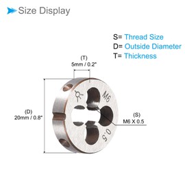 CoCud Metric Adjustable Round Cutting Die M6 x 0.5 Alloy Steel Thread Right Hand Thread (Applications: For Machining External Threads for Metal and Plastic)