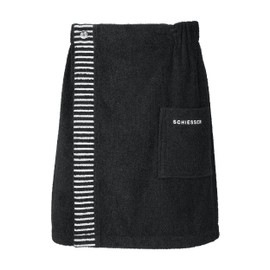 Schiesser Rome Sauna Kilt for Men Made of Absorbent Cotton Terry Towel, Made in Green Certified, Colour: Black, Size: 46-54