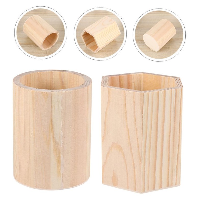 Operitacx Handgefertigte Stifthalter Aus Holz 2 Stück Holzeimer Für Schreibtisch-organizer
