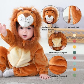 TONWHAR Unisex-Baby Animal Onesie Costume Cartoon Animal Outfit Homewear Kids' One-Piece Rompers (3-4T,Male Lion)