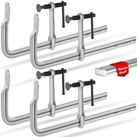 SHALL 12 In Heavy-duty Bar Clamps, 4-Pack Drop Forged Steel Welding F Clamps, All-Steel Thick Rail Wood Clamps with 1200Lbs Load Limit for Woodworking, Welding, Metal Working | 4-3/4" Throat