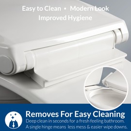 Mayfair Preston Easy to Clean Single Hinge Toilet Seat, Modern Slow Close Plastic Toilet Seat, Made in USA, Elongated, White