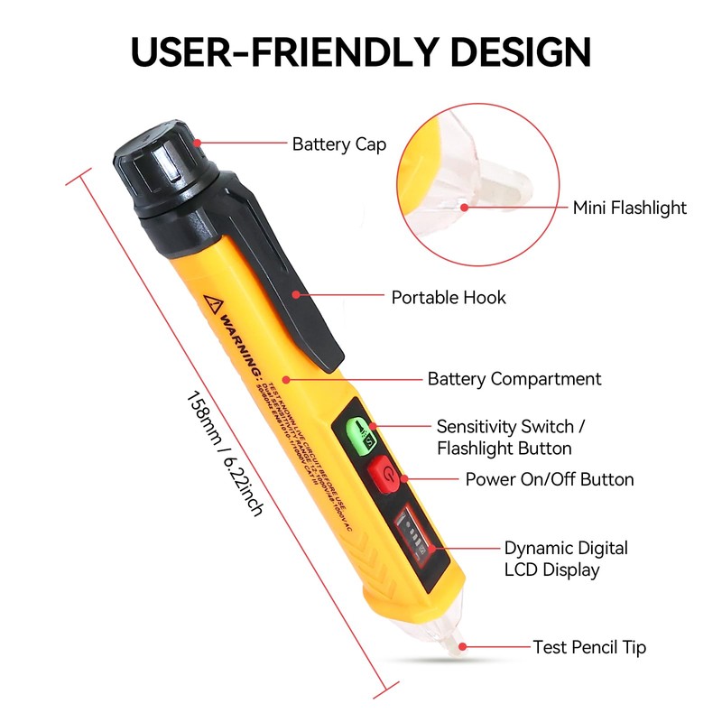 Uyled Non Contact Voltage Tester Dual Range Voltage Tester Pen