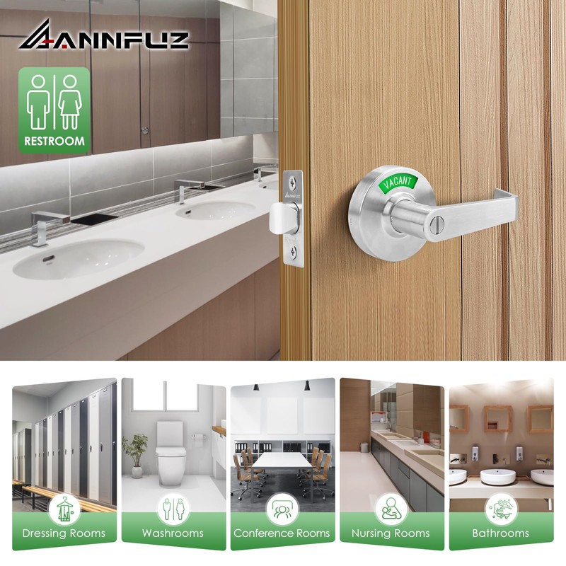 ANNFUZ Vacant Occupied Bathroom Handle Door Lock for Restroom,Privacy Keyless