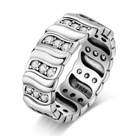 Hapour Women's Ring 925 Silver Rings for Women Cubic Zirconia Eternity Bands for Women Stackable Vintage Rings Statement Rings, 9, Cubic Zirconia, Cubic Zirconia