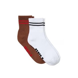 Victoria's Secret Pink 2 Pairs Quarter Sock One Size Fit All White/Brown New, White/Caramel