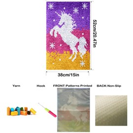 CCWORAN Unicorn Horse Rug Making Kit for Adults DIY Craft Latch Hook Rug Kit Set Tapestry Cushion Knitting Patterns Printed Mesh Mat Canvas Wool Yarn Fabric Decorations Home Gift