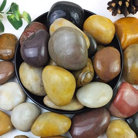 YISZM 40lbs Large River Rocks Decorative Pebbles,2-3 Inch Mixed Color Pebbles for Indoor Plants,High Polished Stones for Garden Landscaping Outdoor Vase Filler Fish Tank Aquariums and Indoor DIY